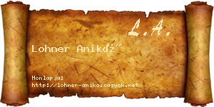 Lohner Anikó névjegykártya